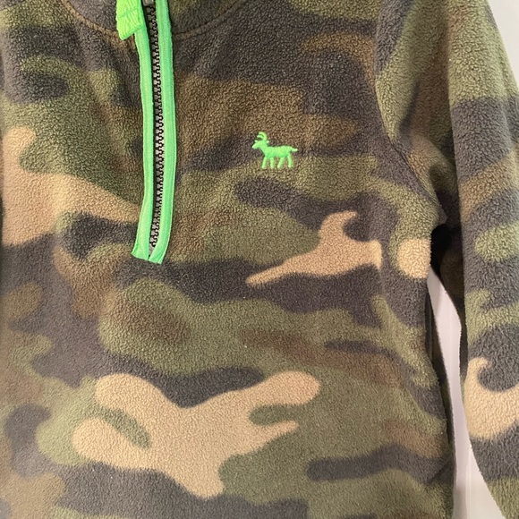 Army green fleece half zip toddler sweater - Picture 2 of 4